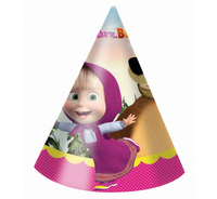 Czapeczki papierowe Masza i Niedźwiedź, 6 szt.