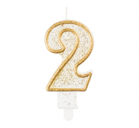 Świeczka B&C cyferka "2", złoty kontur