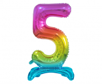 Balon foliowy B&C Cyfra stojąca 5, tęczowa, 74 cm