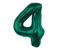 Balon foliowy B&C, cyfra 4, zieleń butelkowa, 85 cm