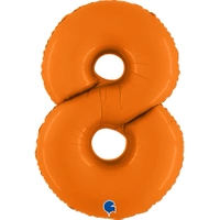 Balon foliowy cyfra 8, pomarańczowy, 102cm