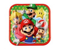 Talerzyki papierowe Super Mario 18x18 cm, kwadratowe, 8 szt.