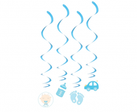 Papierowo-foliowa dekoracja wisząca B&G Baby Boy, 60 cm, 4 szt.