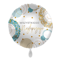 Balon foliowy 18" Wszystkiego Najlepszego - Golden Blue Circles 