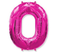 Balon foliowy FX - "Number 0" różowy, 95 cm