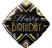 Balon foliowy 18" QL SQR "Happy Birthday Art Deco"