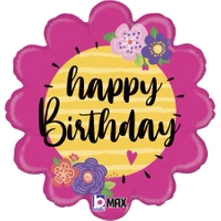 Balon foliowy Happy Birthday Flower 18" - 46 cm