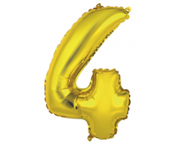 Balon foliowy "Cyfra 4", złota, 35 cm