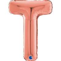 Balon Grabo 26'' Litera T różowe - złoto, 66cm 