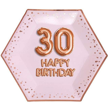 Talerzyki papierowe "Glitz & Glamour", różowo-złote