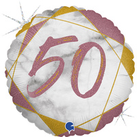 Balon Grabo 18'' Marble Mate 50 lat Rose Gold 