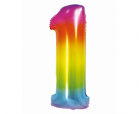 Balon foliowy Smart, Cyfra 1, tęczowa, 76 cm