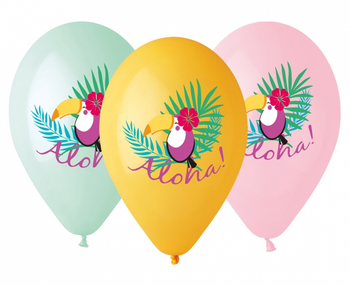 Balony Premium Hel "Tukan - Aloha!", 13"/ 5 szt.