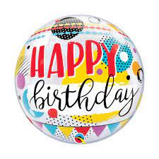 Balon Bubble "Birthday Circles & Dots" 22''