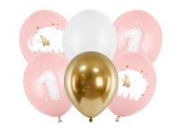 Balony 30 cm, Roczek, Baby pink