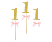 Pikery na babeczki Roczek, różowe, 10 szt.