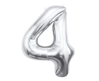 Balon foliowy B&C Cyfra 4, srebrna, 85 cm