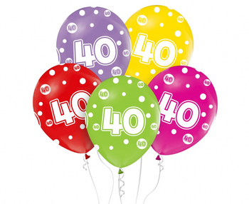 Balony z cyframi: 40, 12"/ 5 szt.