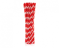 Rurki (słomki) pap. czerwone w białe groszki, 6x197mm / 24 szt.