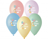 Balony Premium Hel Happy Birthday (lisek), 13"/ 5 szt.