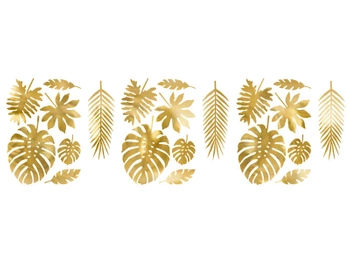 Dekoracje Aloha - Liście tropikalne, złoty