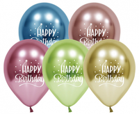 Balony Happy Birthday (platynowe), 12"/ 5 szt.