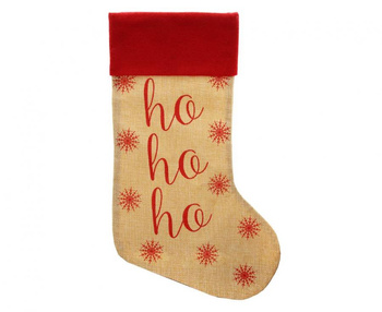 Skarpeta świąteczna z juty Ho Ho Ho, 46 cm