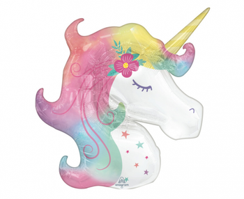 Balon foliowy Magiczny Jednorożec pastelowy (83x73 cm)