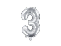 Balon foliowy Cyfra ''3'', 35cm, srebrny