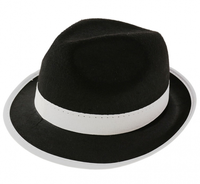 Kapelusz "Gangster", czarny z białą lamówką