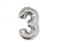 Balon foliowy "Cyfra 3", srebrna, 35 cm