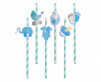 Słomki papierowe B&G Baby Boy, jasnoniebieskie, 