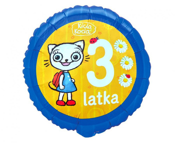 Balon foliowy Kicia Kocia - 3 Latka, 18 cali