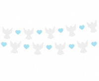 Girlanda papierowa Aniołki (10x12 cm), niebieskie serduszka (5x4 cm), 150 cm