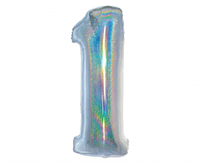 Balon foliowy B&C, Cyfra 1, holograficzna srebrna, 76 cm