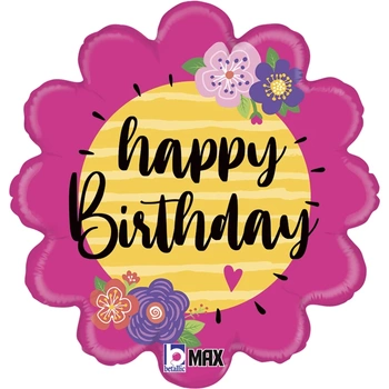Balon foliowy Happy Birthday Flower 18" - 46 cm