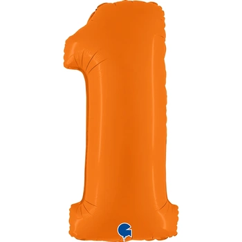 Balon foliowy cyfra 1, pomarańczowy, 102cm