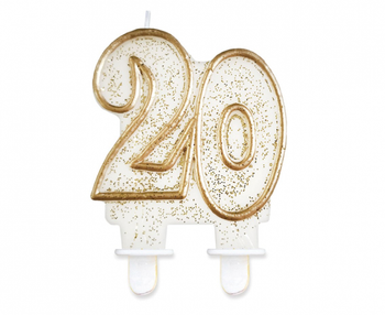 Świeczka B&C cyferka "20", złoty kontur