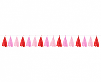 Girlanda papierowa Frędzelki, czerwono-różowa, 250 cm