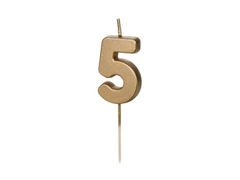 Świeczka urodzinowa Cyferka 5, 4.5 cm, złoty