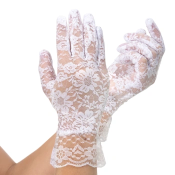 Rękawiczki koronkowe, białe 26, cm