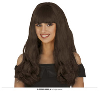 Peruka z grzywką, brązowa