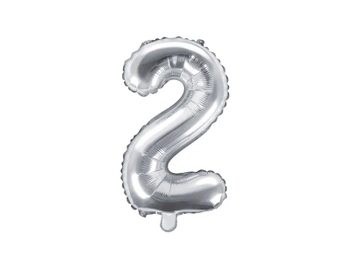 Balon foliowy Cyfra ''2'', 35cm, srebrny