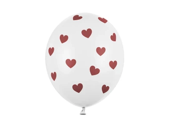 Balony 30cm, Serduszka, Pastel Pure White ( 6 szt) 