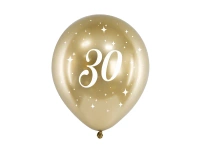 Balony Glossy 30cm, 30, złoty