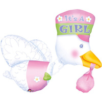 Balon foliowy It's a Girl Stork, 58 cm x 81 cm