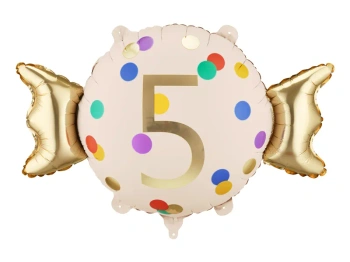 Balon foliowy Cukierek ''5'', 61x37 cm, mix