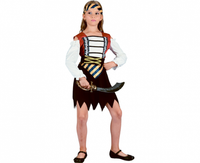Zestaw Waleczna Piratka (sukienka, pasek, opaska na głowę), rozm. 120/130