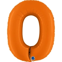 Balon foliowy cyfra 0, pomarańczowy, 102cm