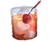 Balon foliowy - Drink, Whiski z lodem i wisienką 23" (58cm)